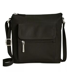 Giani Bernini Black Leather Crossbody Shoulder Bag Organizer Purse